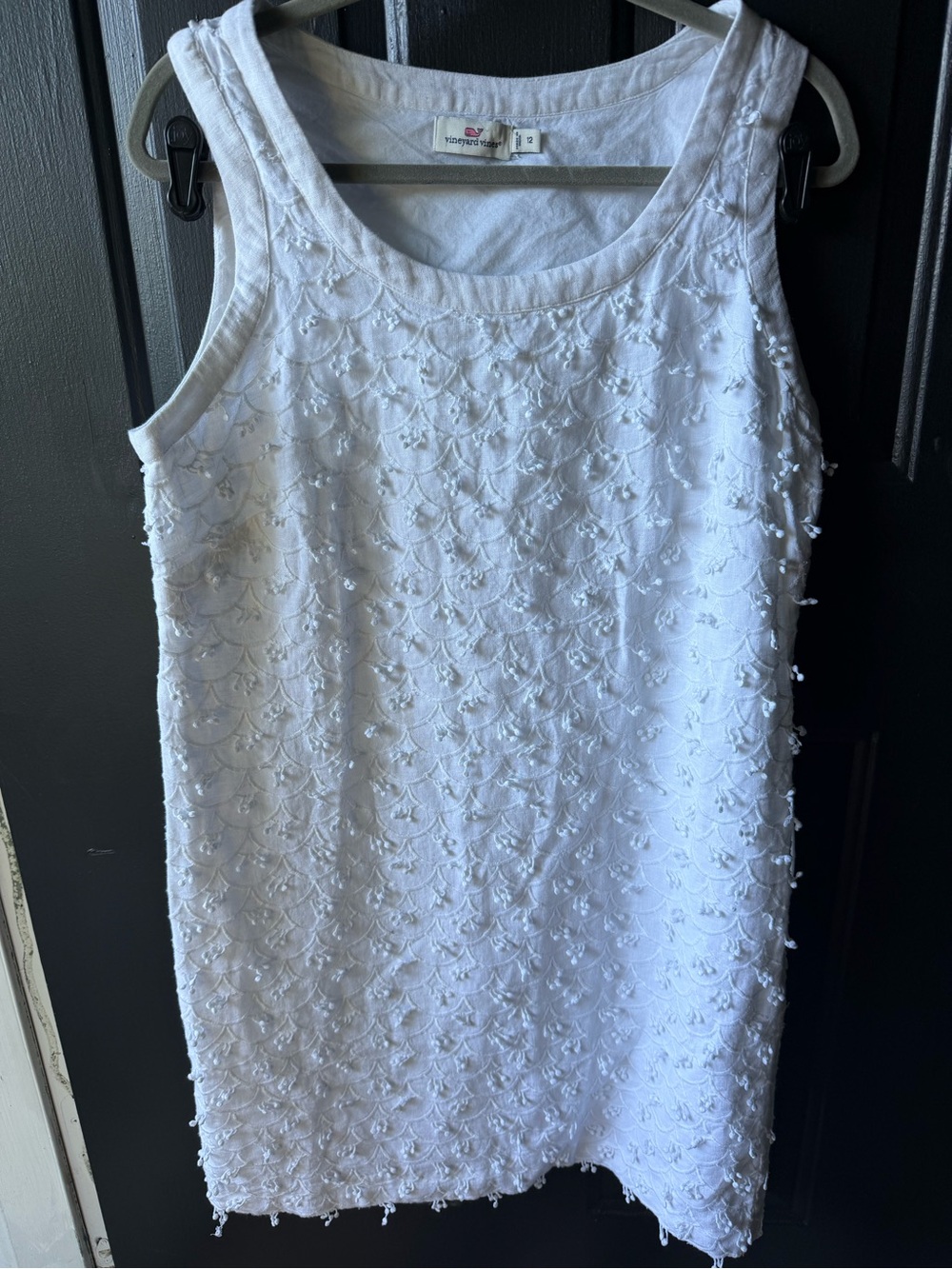 Vineyard Vines White Cotton lined  Sleeveless Dress. Side zip.  Sz 12